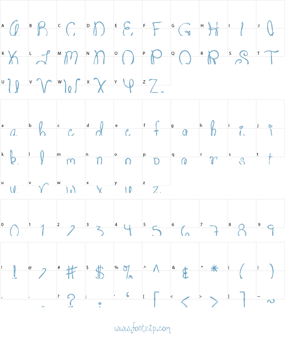 DJB Jacked Up Kinda Luv Font Character